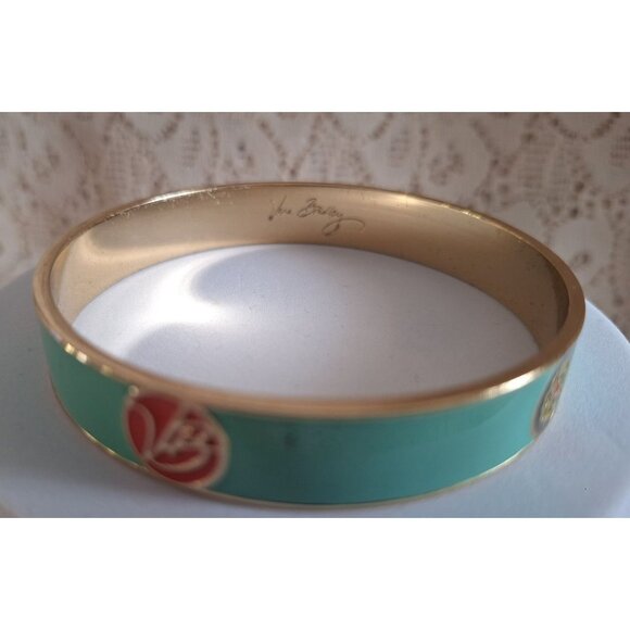 Vera Bradley "You Are My Sunshine" Gold & Turquoise Enamel Bangle Bracelet - Picture 2 of 11